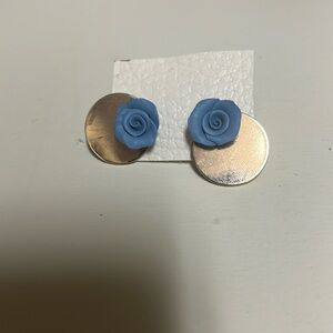 Dusty blue rose earrings